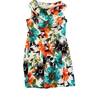 Dressbarn Sheath Dress Women Sz 12 Floral Multicolor Sleeveless